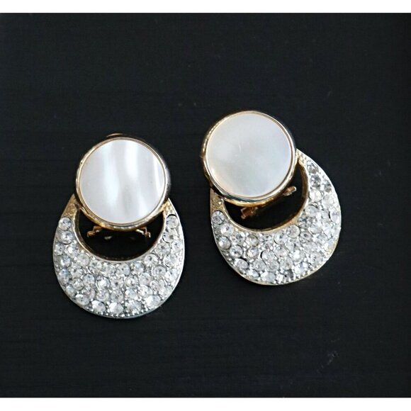 Butler Fifth Ave Faux Pearl Necklace Mother of Pearl Cabochons Rhinestones - Picture 7 of 8